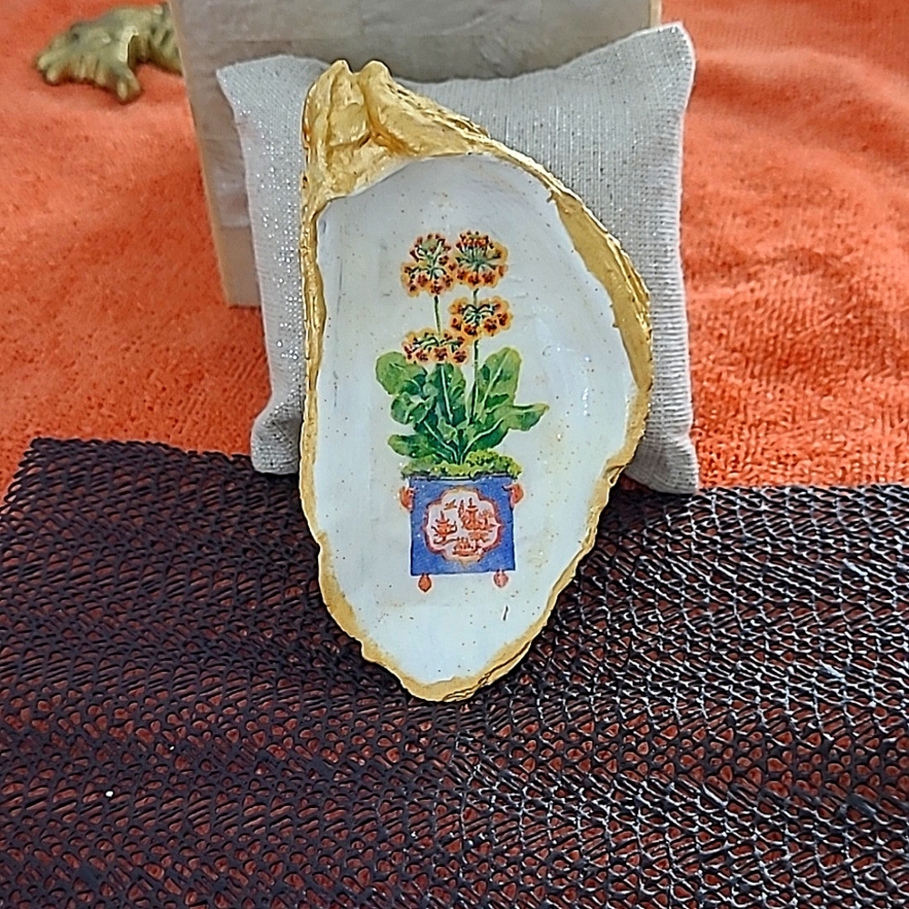 Genuine oyster shell decoupage Asian Container Plant jewelry office home decor